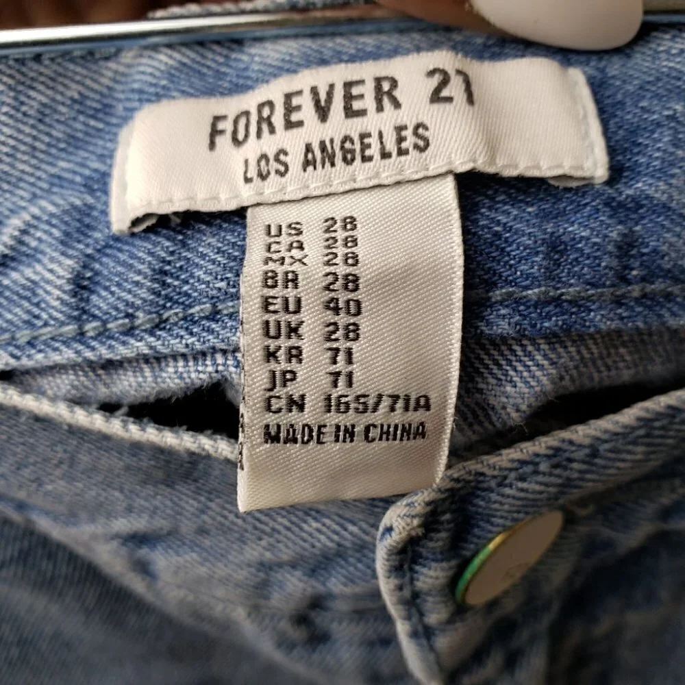 FOREVER 21 Denim Distressed Micro and Ultra Mini Skirt